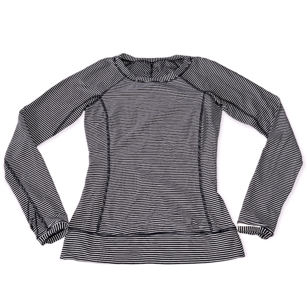 Lululemon Black and White “Race Your Pace” Long Sleeve Shirt size 4